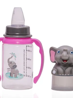 Adore BUNK! Character Hood Glass Spout Sipper with Twin Handle- 125ml- Elephant