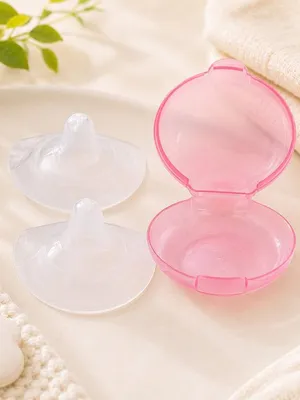 Adore Embrace Premium Super Soft Silicon Breast Shield with Storage Case-1 Pair - Pink