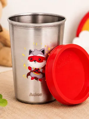 Adore Uno Printed Stainless Steel Tumbler with Spill Proof Lid 300 ml - Red