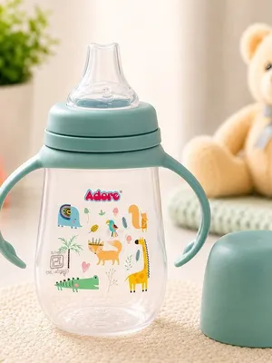 Adore Ireland Wide Neck Soft Spout sipper with Twin Handle-250ml- Green