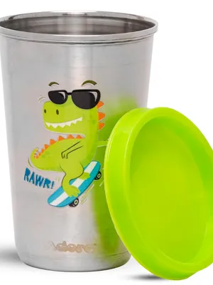 Adore Uno Printed Stainless Steel Tumbler with Spill Proof Lid 300 ml - Green
