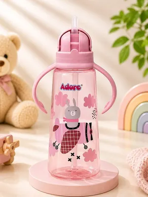 Adore Bling Straw Sipper with Handle & Retractable Head - 270 ml- Pink