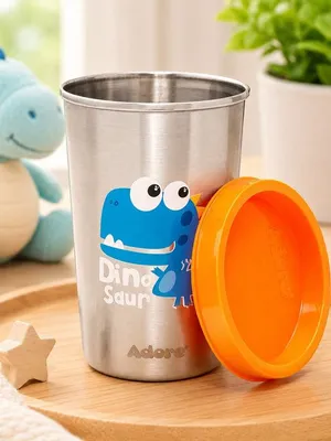 Adore Uno Printed Stainless Steel Tumbler with Spill Proof Lid 300 ml - Orange