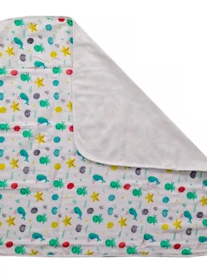 Adore Pro SPRING! The Premium Organic Muslin Multipurpose Baby Towel cum Blanket - 75*75 cms - Under Ocean Theme
