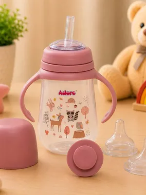 Adore Magnum Opus 4 Stage Wide Neck Feeding Bottle with Twin Handle- Pink