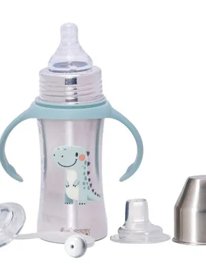 Adore Trion 3 in 1 Stainless Steel Sipper with Twin Handle 250ml- Green Dino