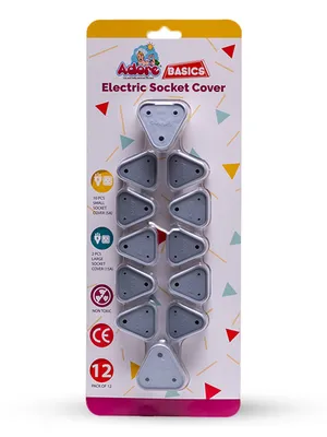 Adore Baby Safety Child Proofing Electrical Socket Cover Set- Pack of 12-Grey