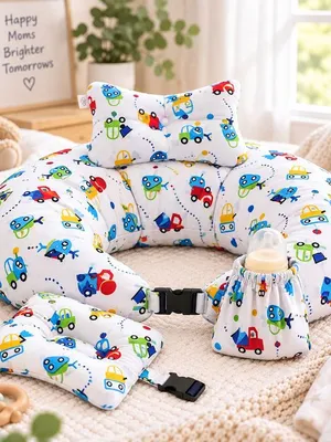 Adore Feedero! Baby Multipurpose Feeding Pillow with Fence Protection and Adjustable Belt-White