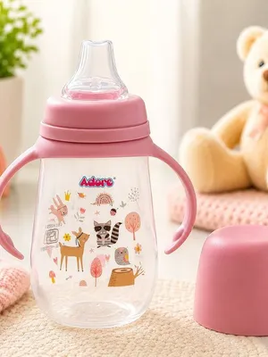 Adore Ireland Wide Neck Soft Spout sipper with Twin Handle-250ml- Pink