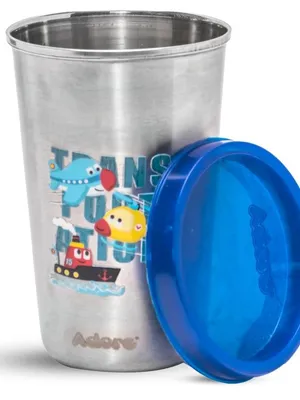 Adore Uno Printed Stainless Steel Tumbler with Spill Proof Lid 300 ml - Dark Blue