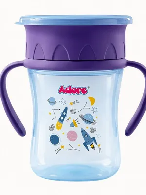 Adore Magic 360 Degree Spill Proof Sipper Cup with Handle 240 ml- Blue