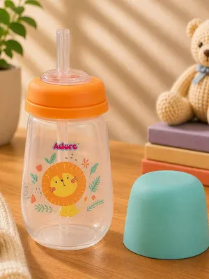 Adore Zeta Wideneck Straw Sipper- Spill Proof- 250ml - Orange