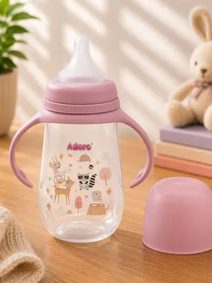 Adore Nok Nok Wide neck Feeding Bottle With Twin Handle 250ml - Pink