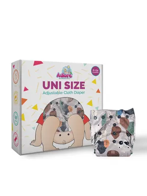 Adore Unisize Adjustable Cloth Diaper With 5 Layered Charcoal Insert Abstract Print - Brown Print