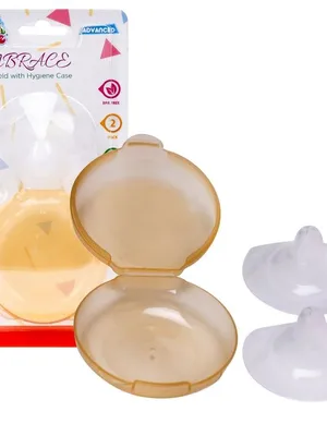 Adore Embrace Premium Super Soft Silicon Breast Shield with Storage Case-1 Pair - Beige