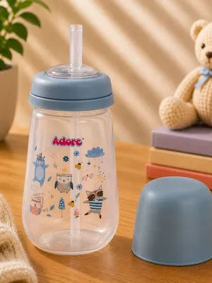 Adore Zeta Wideneck Straw Sipper- Spill Proof- 250ml - Blue
