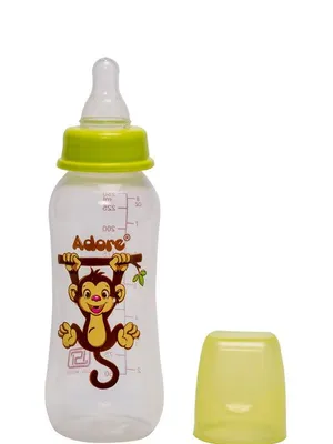 Adore Jungle Bay 2 Stage Narrow Neck Feeding Bottle - 250ml - Green Monkey