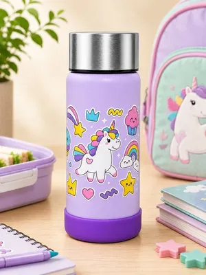 Adore Dr.Feed Little Champs Hot & Cold Insulated Steel Water Bottle 270ml-Purple