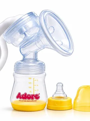 Adore Wowsome 3 Stage Manual Breast Pump with Feeding Bottle - Yellow