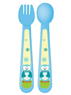 Adore Spoozy Baby Spoon & Fork Set- Blue