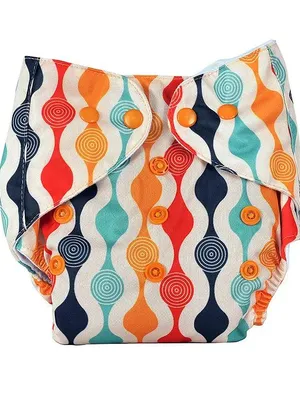Adore Unisize Adjustable Cloth Diaper With 5 Layered Charcoal Insert Abstract Print - Rainbow Multicolor