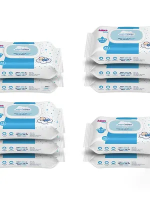 Adore Baby Paani Wipes - 99.9% Pure Water Wipes - FDA Approved- Dermatologically Tested - Goodness of Aloevera- Unscented- Pack of 72n Wipes* 10 Wipes