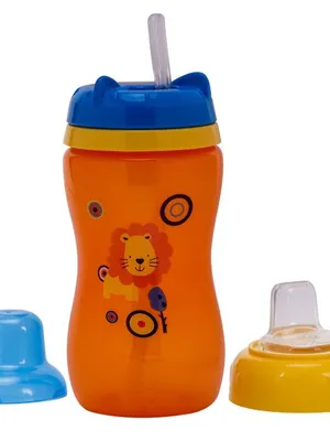 Adore Spartan 2 in 1 Spout n Straw Sipper with Hood 270ml- Orange