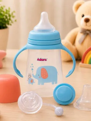 Adore Magnum Opus 4 Stage Wide Neck Feeding Bottle with Twin Handle- New Blue