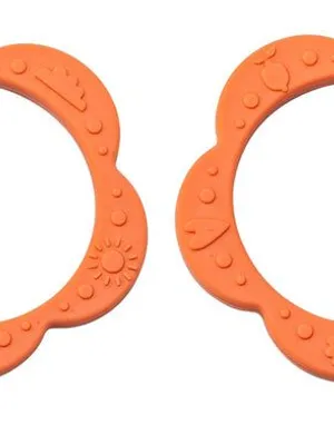 Adore Tusk Pro Floral Silicon Teether- Pack of 2 - Orange