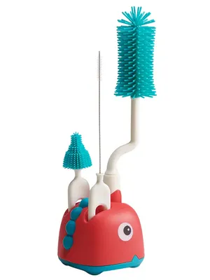 Adore Li'l Dino 3 in 1 Bottle Cleaning Brush kit with Drying Stand - Red