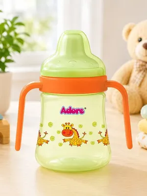 Adore Zippy! The Amazing Soft Silicone Spout Sipper with Twin Handle & Dust Free Hood- 270ml - Green