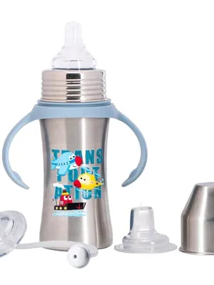 Adore Trion 3 in 1 Stainless Steel Sipper with Twin Handle 250ml- Blue Transport