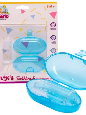 Adore Baby Finger brush with Hygiene Storage Case- Blue