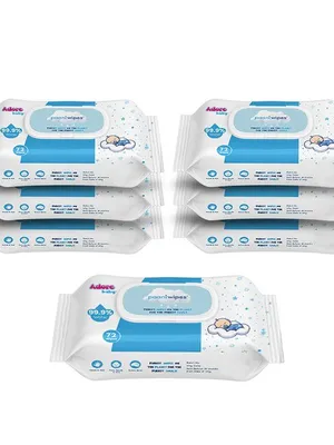 Adore Baby Paani Wipes - 99.9% Pure Water Wipes - FDA Approved- Dermatologically Tested - Goodness of Aloevera- Unscented- Pack of 72n Wipes* 7 Wipes