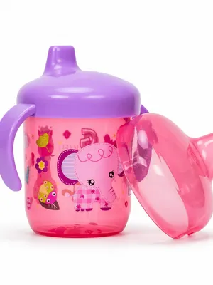 Adore Spazzo Duck Bill/ Hard Spout Sipper with Twin Handle & Hygiene Cap- 250ml- Pink