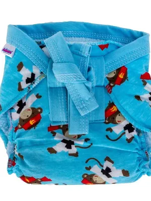 Adore Insta Dry Baby Cloth Tie Knot Langot- 0-3 Months Blue Monkey S
