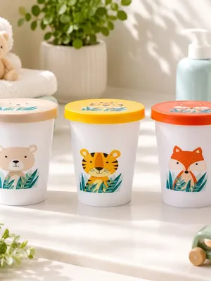 Adore Trio- Spill Proof Tumbler with Lid- Pack of 3- Each 200ml - White Combo