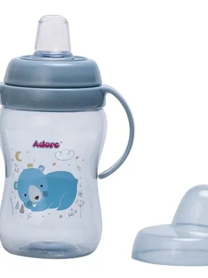 Adore ARRO Soft Spout Sipper with Dust Free Cap and Twin Handle 270ml - Blue