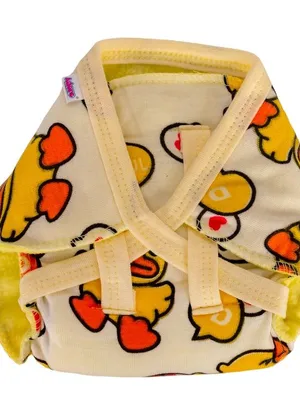 Adore Insta Dry Baby Cloth Tie Knot Langot/ Nappies/ Langota - Holds up to 2* Pees -4-8 months-Yellow Duck