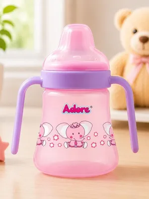 Adore Zippy! The Amazing Soft Silicone Spout Sipper with Twin Handle & Dust Free Hood- 270ml - Pink