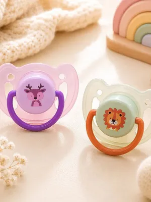 Adore Vento Snr- The Vented Pacifier for Babies with Sterilizer Case- Orthodontic - Pack of 2(Green+Purple)