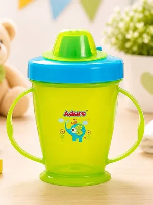 Adore Birdy Hard Spout Sipper cup with Twin Handle & Spill Proof Lid- 210ml - Green Blue
