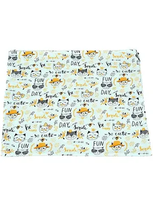 Adore Basics Organic Cotton Muslin Baby Swaddles L 120 x B 120 cm - Cute Cat