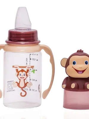 Adore BUNK! Character Hood Glass Spout Sipper with Twin Handle- 125ml- Monkey