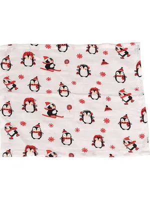 Adore Basics Organic Cotton Muslin Baby Swaddles L 120 x B 120 cm - Penguin Print
