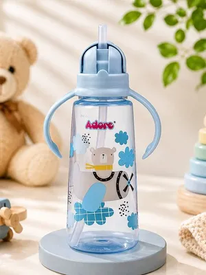 Adore Bling Straw Sipper with Handle & Retractable Head - 270 ml- Blue