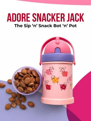 Adore Snacker Jack -The Sip 'n' Snack Bot 'n' Pot with Handle- Pink
