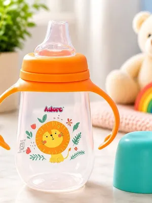 Adore Ireland Wide Neck Soft Spout sipper with Twin Handle-250ml- Orange