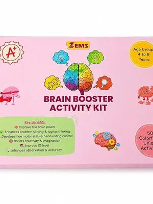 ZEMS Brain Booster Activity Kit for Kids 4-8 Years | 50 Colorful Activity Worksheets for Brain Development, Focus, Problem Solving, Creativity & Fine Motor Skills | Screen-Free Learning Kit