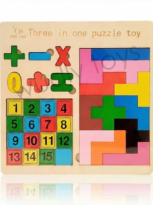 Wudly Wooden Learning Educational Puzzle Board - Math & Shape Learning Puzzle
